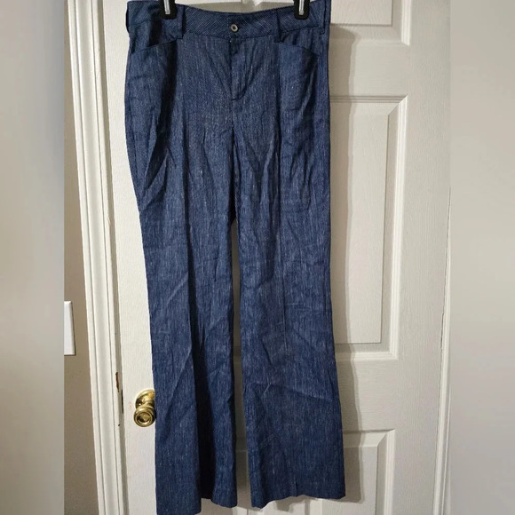 NWOT NYDJ Striped Straight-Leg Linen Blend Trouser Pants w/ Lift/Tuck Technology - Picture 2 of 13